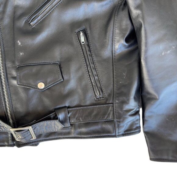 Starwest Inc Vintage Grunge Moto Black Leather Jacket Made in USA Men's 44 (XL) - Picture 8 of 14